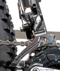 Shimano brase-on SLX front mech on a Kross R10 hard tail carbon mountain bike.